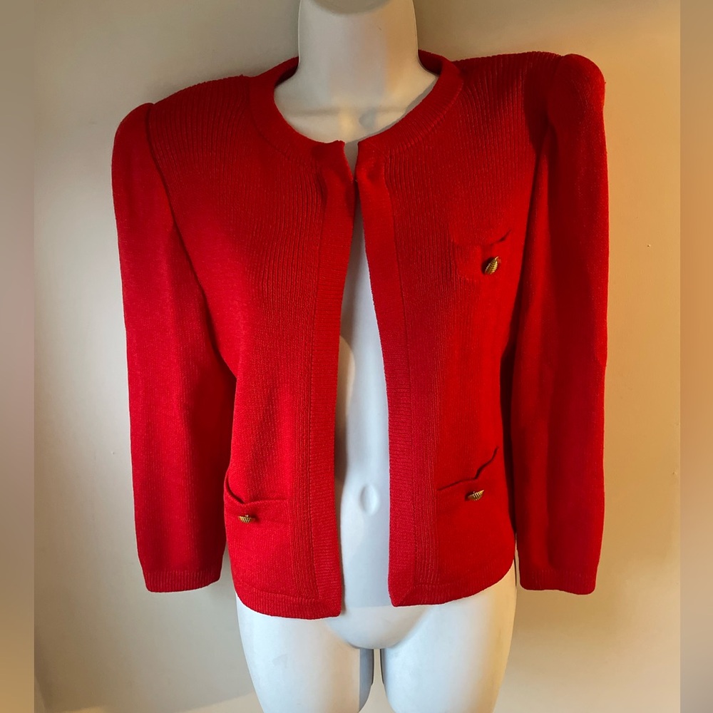 St. John for Saks Fifth Avenue Vintage Red Sweater Cardigan Medium -J